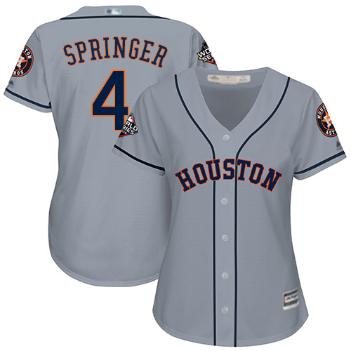 Astros #4 George Springer Grey Road 2019 World Series Bound Women's Stitched Baseball Jersey