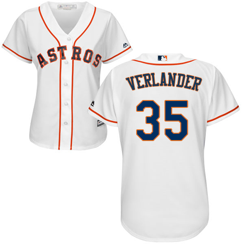 Astros #35 Justin Verlander White Home Women's Stitched MLB Jersey - Click Image to Close