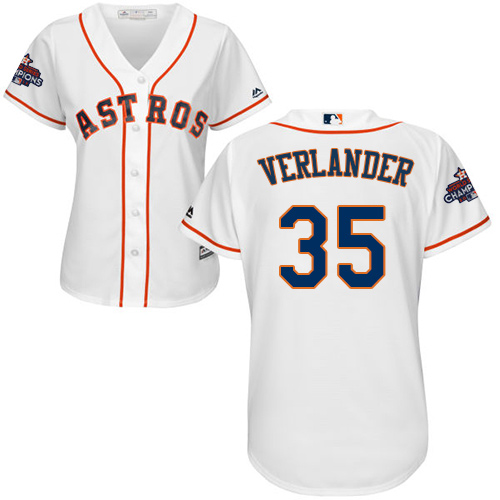 Astros #35 Justin Verlander White Home 2017 World Series Champions Women's Stitched MLB Jersey