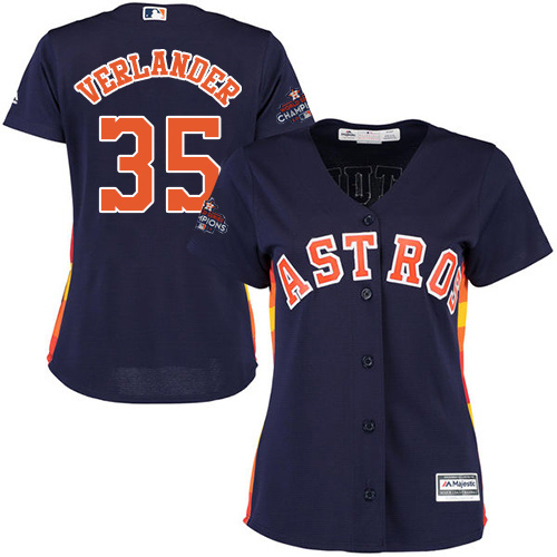 Astros #35 Justin Verlander Navy Blue Alternate 2017 World Series Champions Women's Stitched MLB Jersey