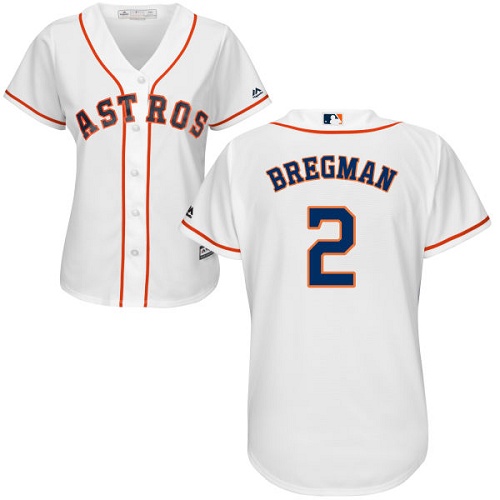 Astros #2 Alex Bregman White Home Women's Stitched MLB Jersey - Click Image to Close