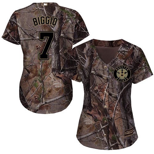 Astros #7 Craig Biggio Camo Realtree Collection Cool Base Women's Stitched MLB Jersey