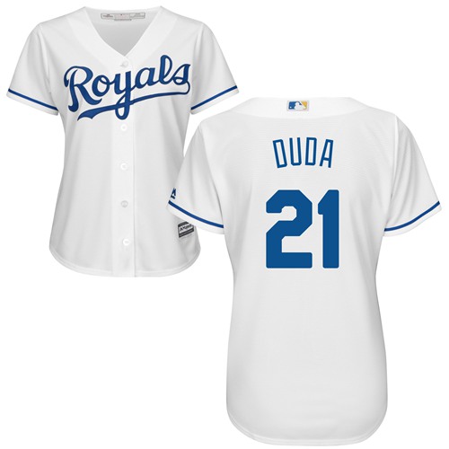 Royals #21 Lucas Duda White Home Women's Stitched MLB Jersey - Click Image to Close