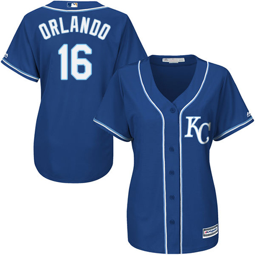 Royals #16 Paulo Orlando Royal Blue Alternate Women's Stitched MLB Jersey - Click Image to Close