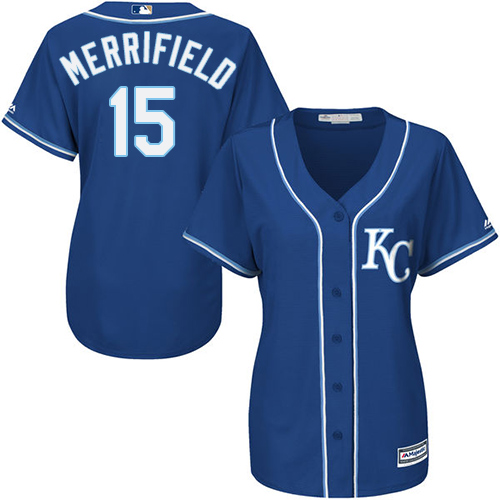 Royals #15 Whit Merrifield Royal Blue Alternate Women's Stitched MLB Jersey