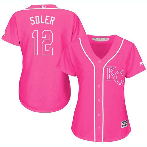 Royals #12 Jorge Soler Pink Fashion Women's Stitched MLB Jersey - Click Image to Close