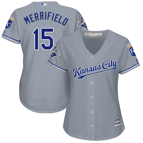 Royals #15 Whit Merrifield Grey Road Women's Stitched MLB Jersey