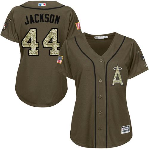 Angels #44 Reggie Jackson Green Salute to Service Women's Stitched MLB Jersey