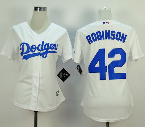 Dodgers #42 Jackie Robinson White Home Women's Stitched MLB Jersey