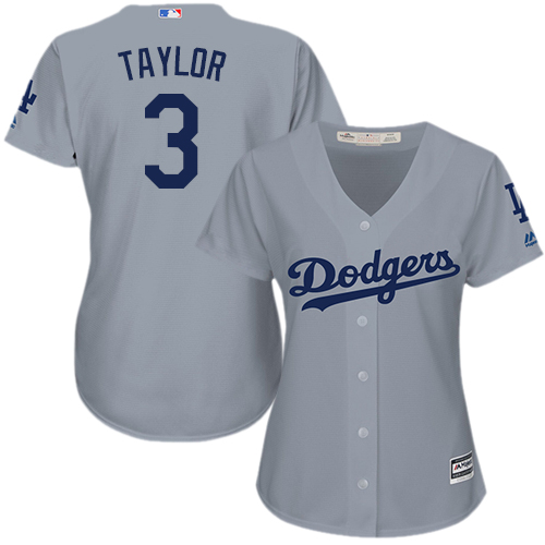 Dodgers #3 Chris Taylor Grey Alternate Road Women's Stitched MLB Jersey - Click Image to Close