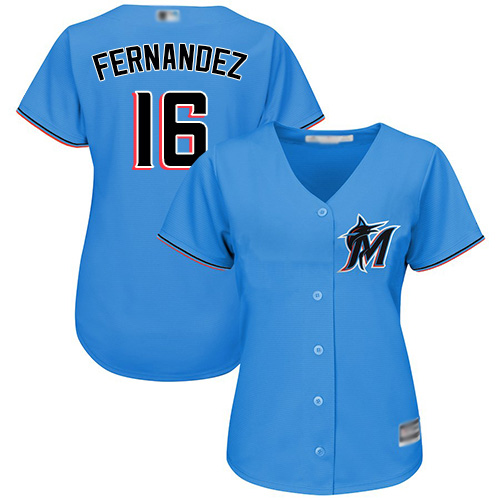 Marlins #16 Jose Fernandez Blue Alternate Women's Stitched MLB Jersey - Click Image to Close