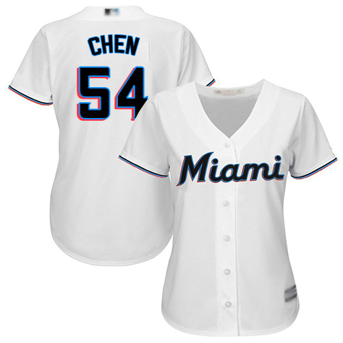 Marlins #54 Wei-Yin Chen White Home Women's Stitched MLB Jersey