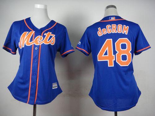 Mets #48 Jacob deGrom Blue Alternate Women's Stitched MLB Jersey