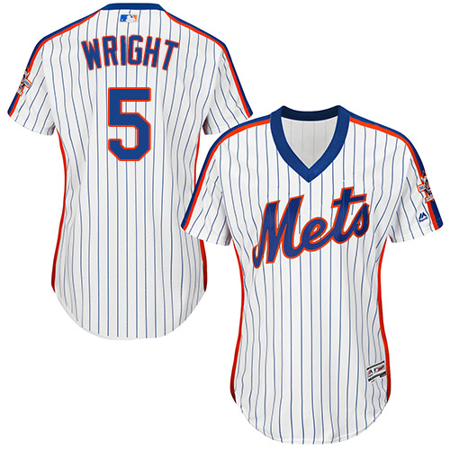 Mets #5 David Wright White(Blue Strip) Alternate Women's Stitched MLB Jersey - Click Image to Close