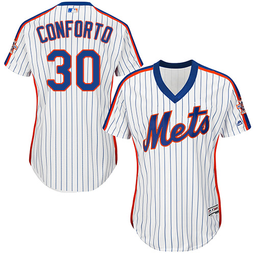 Mets #30 Michael Conforto White(Blue Strip) Alternate Women's Stitched MLB Jersey - Click Image to Close