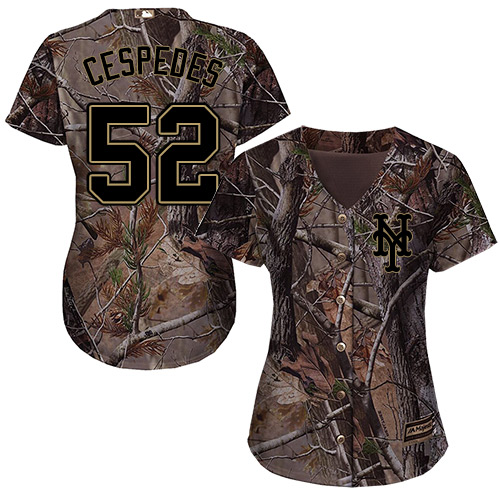 Mets #52 Yoenis Cespedes Camo Realtree Collection Cool Base Women's Stitched MLB Jersey