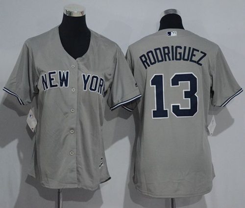 Yankees #13 Alex Rodriguez Grey Women's Road Stitched MLB Jersey - Click Image to Close