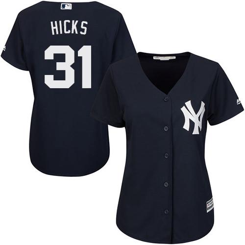 Yankees #31 Aaron Hicks Navy Blue Alternate Women's Stitched MLB Jersey - Click Image to Close