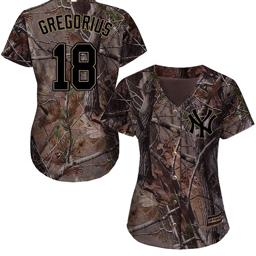 Yankees #18 Didi Gregorius Camo Realtree Collection Cool Base Women's Stitched MLB Jersey