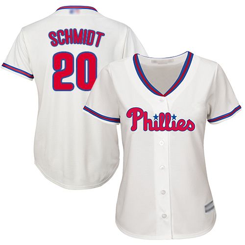 Phillies #20 Mike Schmidt Cream Alternate Women's Stitched MLB Jersey - Click Image to Close