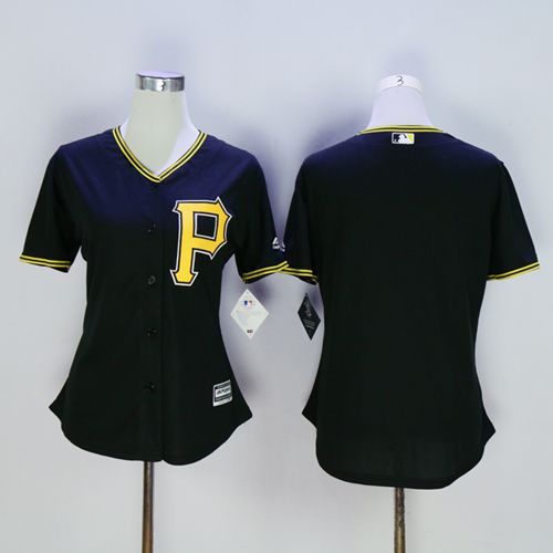 Pirates Blank Black Women's Fashion Stitched MLB Jersey - Click Image to Close