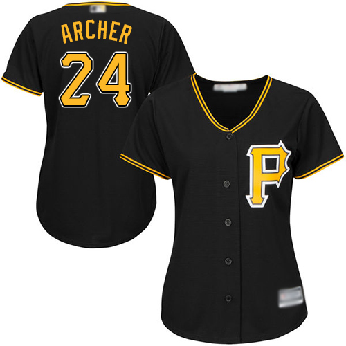 Pirates #24 Chris Archer Black Alternate Women's Stitched MLB Jersey - Click Image to Close