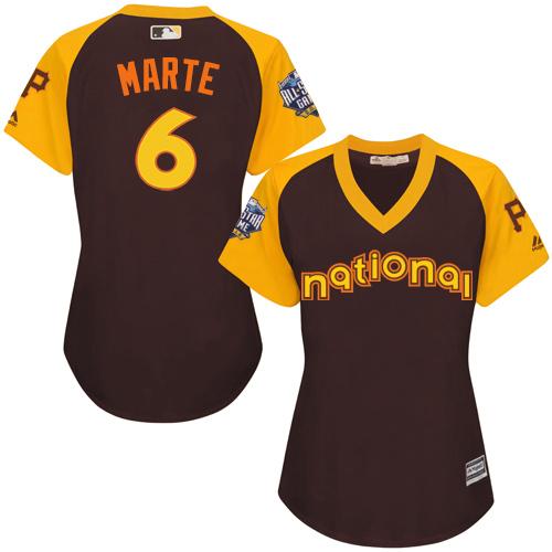 Pirates #6 Starling Marte Brown 2016 All-Star National League Women's Stitched MLB Jersey - Click Image to Close