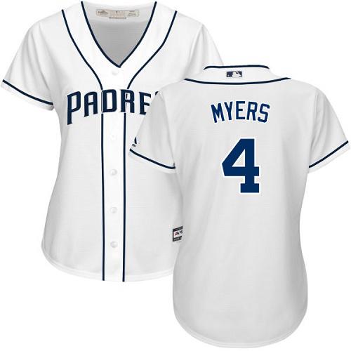 Padres #4 Wil Myers White Home Women's Stitched MLB Jersey