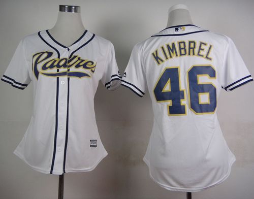 Padres #46 Craig Kimbrel White Home Women's Stitched MLB Jersey - Click Image to Close