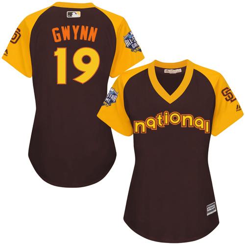 Padres #19 Tony Gwynn Brown 2016 All-Star National League Women's Stitched MLB Jersey - Click Image to Close