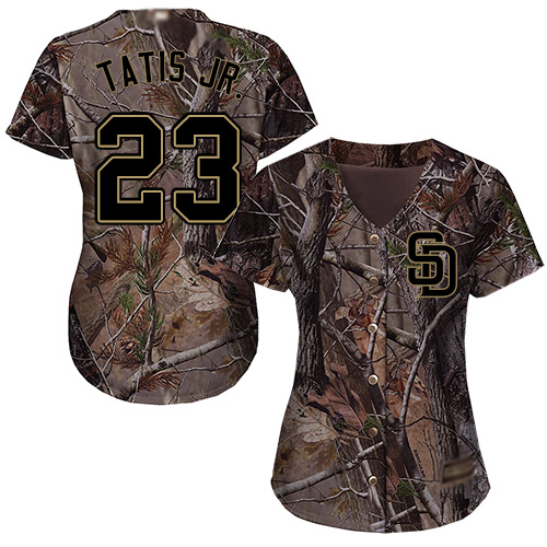 Padres #23 Fernando Tatis Jr. Camo Realtree Collection Cool Base Women's Stitched MLB Jersey