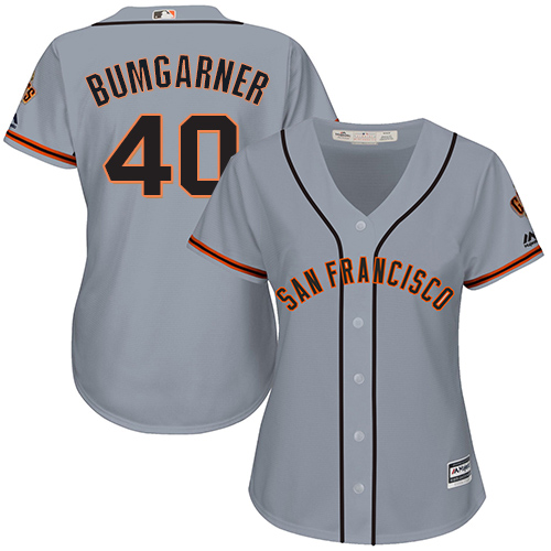 Giants #40 Madison Bumgarner Grey Road Women's Stitched MLB Jersey