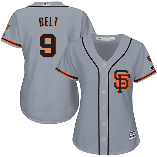 Giants #9 Brandon Belt Grey Road 2 Women's Stitched MLB Jersey