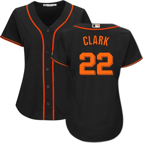 Giants #22 Will Clark Black Alternate Women's Stitched MLB Jersey - Click Image to Close