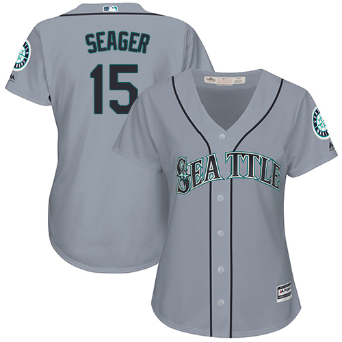 Mariners #15 Kyle Seager Grey Road Women's Stitched MLB Jersey - Click Image to Close