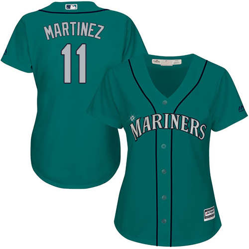 Mariners #11 Edgar Martinez Green Alternate Women's Stitched Baseball Jersey - Click Image to Close