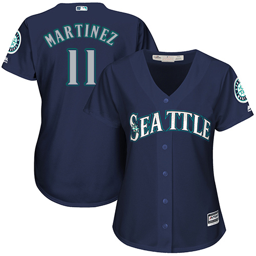 Mariners #11 Edgar Martinez Navy Blue Alternate Women's Stitched Baseball Jersey - Click Image to Close