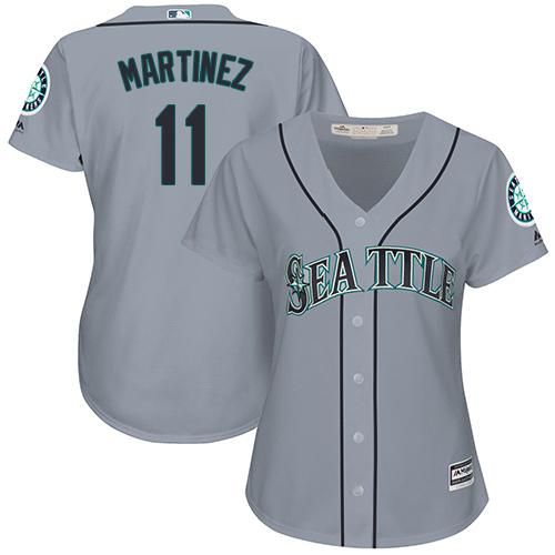 Mariners #11 Edgar Martinez Grey Road Women's Stitched Baseball Jersey - Click Image to Close