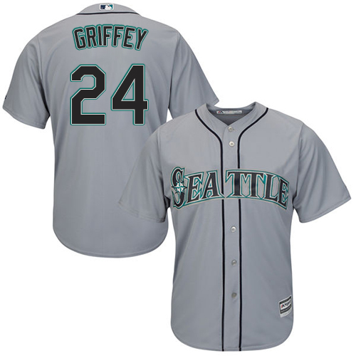 Mariners #24 Ken Griffey Grey Road Women's Stitched MLB Jersey