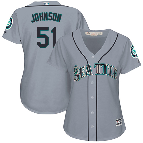 Mariners #51 Randy Johnson Grey Road Women's Stitched MLB Jersey