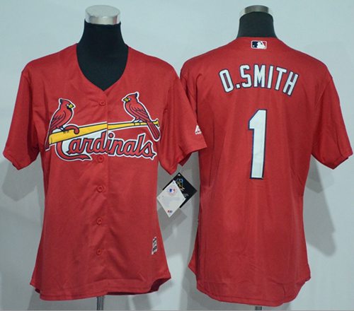 Cardinals #1 Ozzie Smith Red Women's Alternate Stitched MLB Jersey