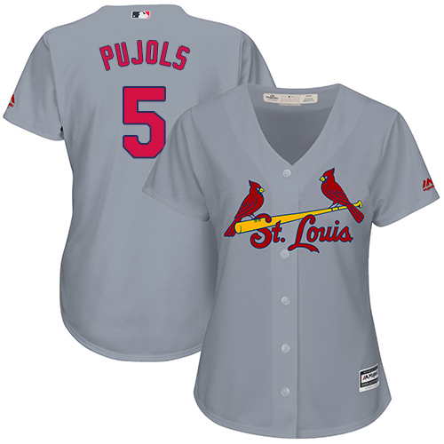 Cardinals #5 Albert Pujols Grey Road Women's Stitched MLB Jersey