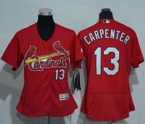 Cardinals #13 Matt Carpenter Red Flexbase Authentic Women's Stitched MLB Jersey - Click Image to Close