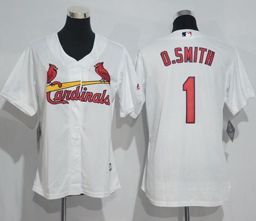 Cardinals #1 Ozzie Smith White Women's Home Stitched MLB Jersey