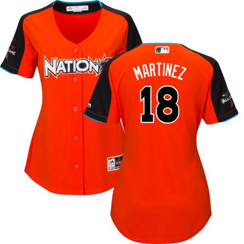 Cardinals #18 Carlos Martinez Orange 2017 All-Star National League Women's Stitched MLB Jersey