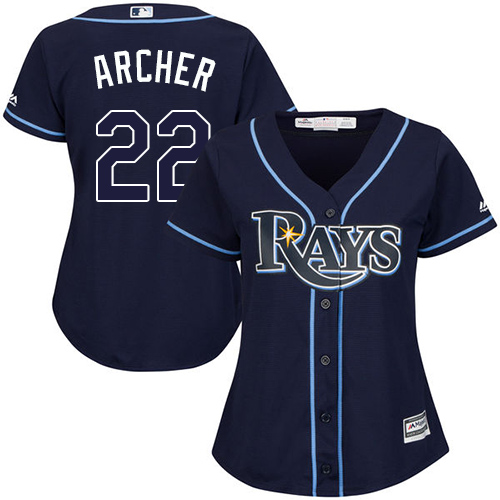 Rays #22 Chris Archer Dark Blue Alternate Women's Stitched MLB Jersey - Click Image to Close