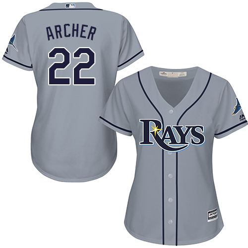 Rays #22 Chris Archer Grey Road Women's Stitched MLB Jersey - Click Image to Close