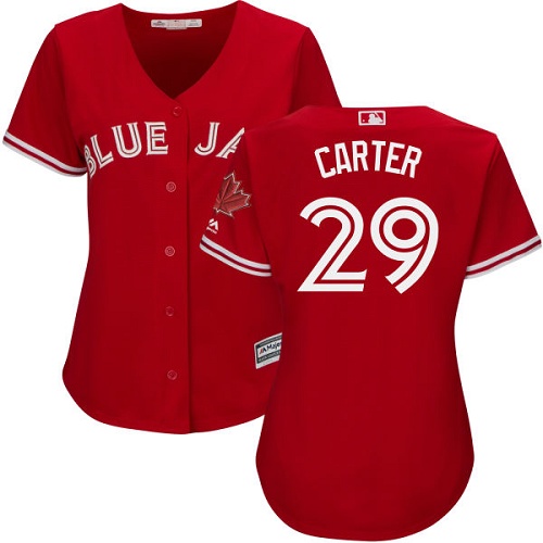 Blue Jays #29 Joe Carter Red Canada Day Women's Stitched MLB Jersey