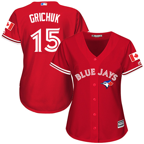 Blue Jays #15 Randal Grichuk Red Canada Day Women's Stitched MLB Jersey