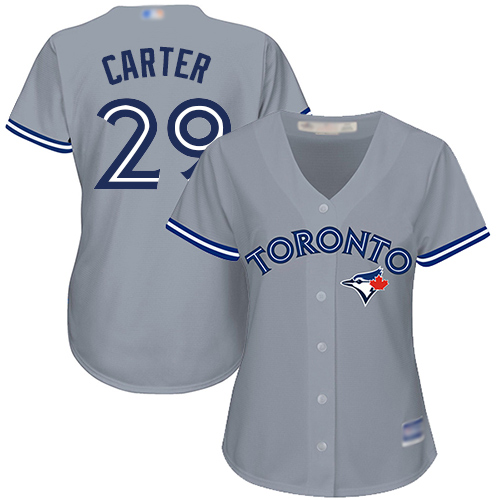 Blue Jays #29 Joe Carter Grey Road Women's Stitched Baseball Jersey - Click Image to Close